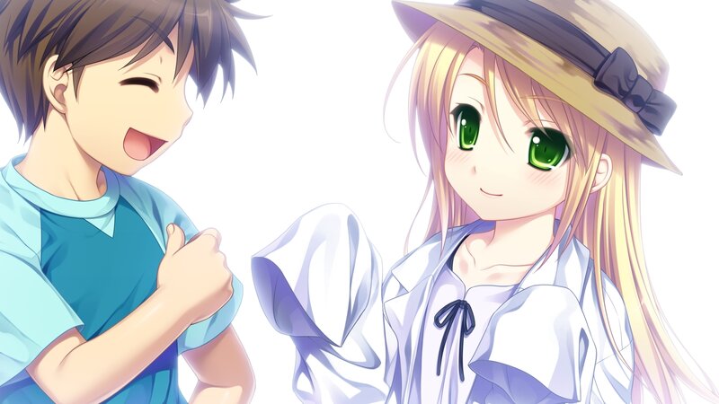 anime boy and girl smiling