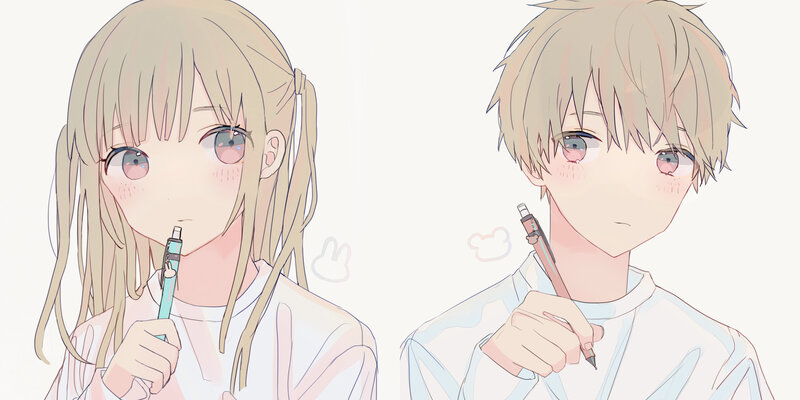 Anime Boy and Girl — White