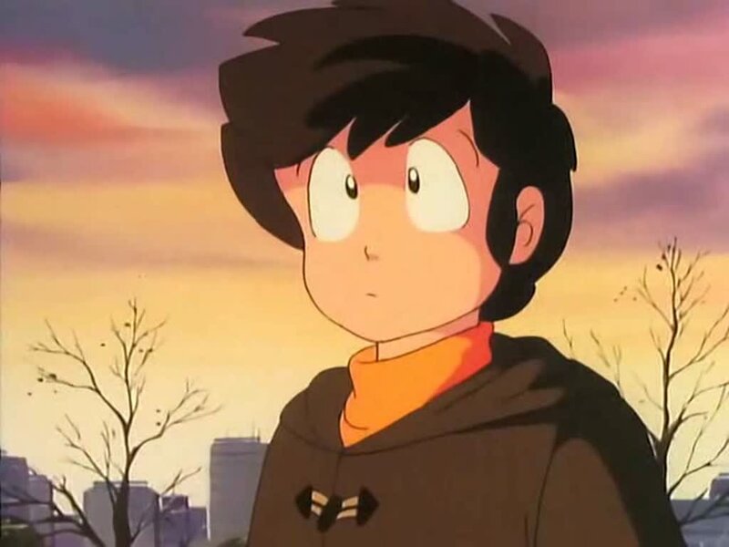 anime boy at sunset