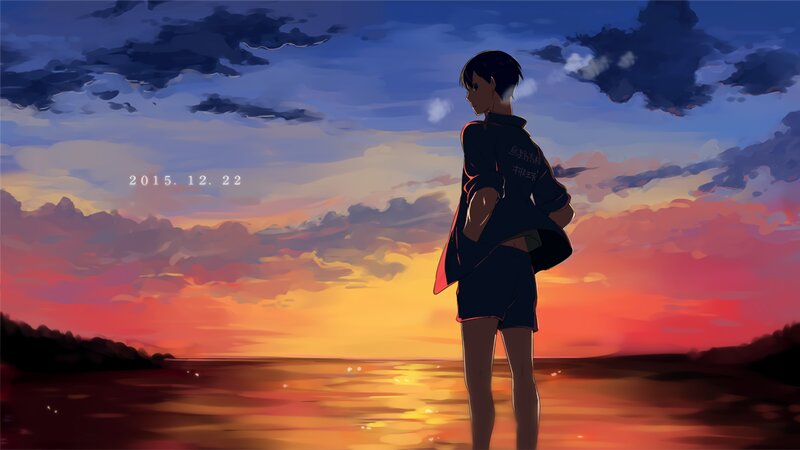 Anime Boy at Sunset — Orange