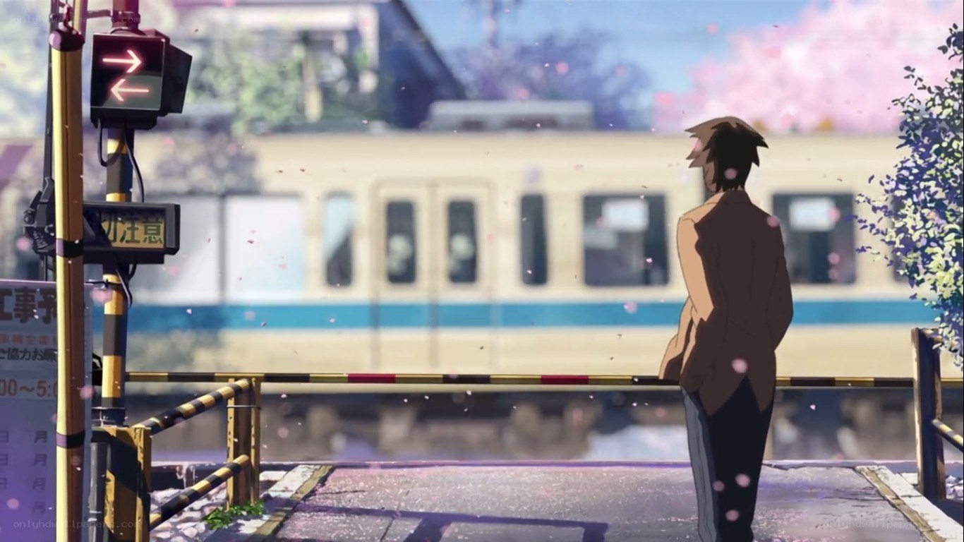 anime boy at train crossing