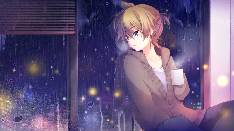 Anime Boy by Window — Purple