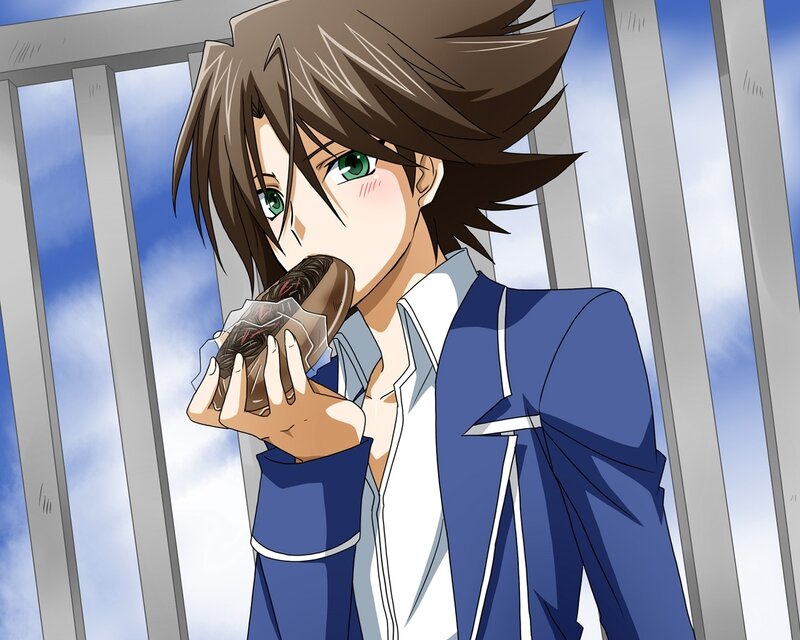 anime boy eating snack