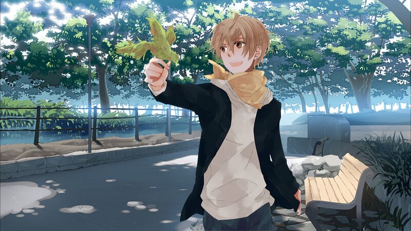 Anime Boy Holding Leaf