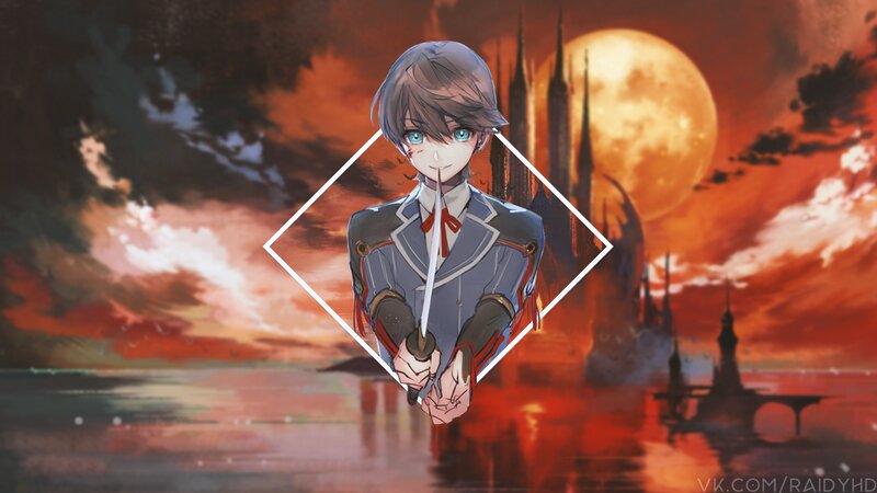 Anime Boy Holding Sword — Red