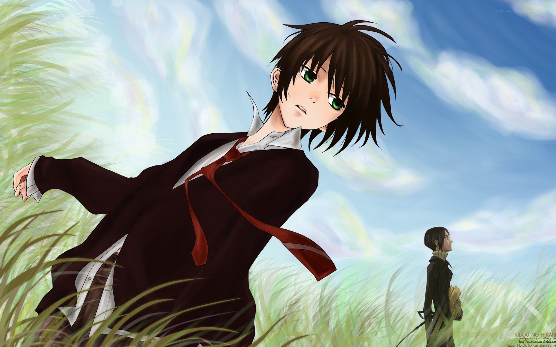 anime boy in a field
