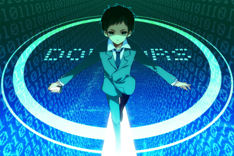 anime boy in digital tunnel
