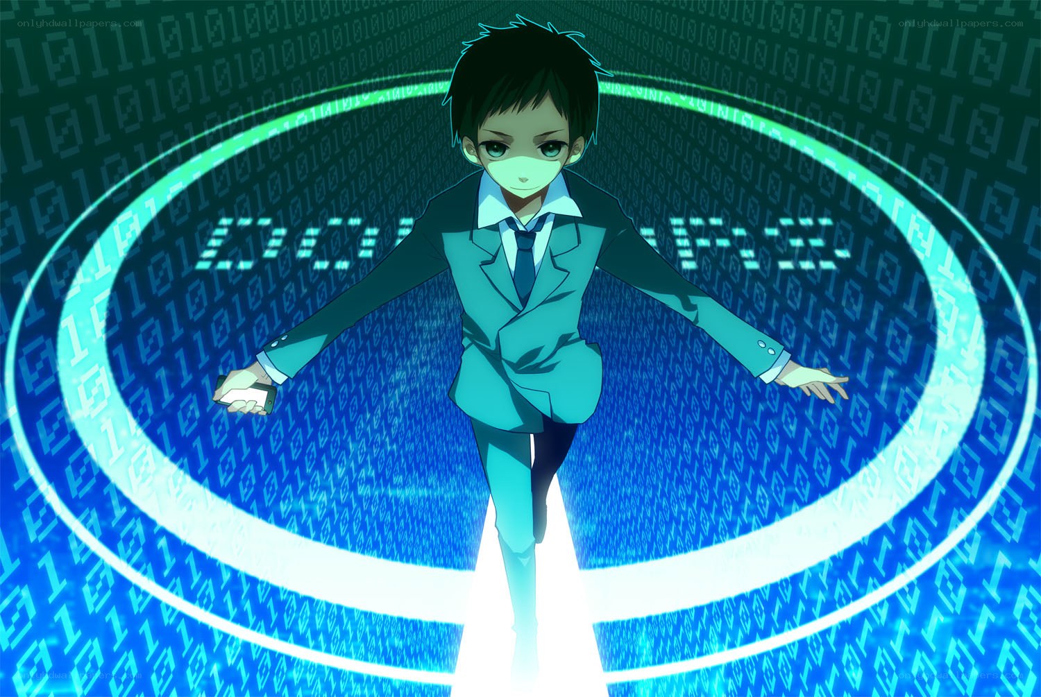 anime boy in digital tunnel
