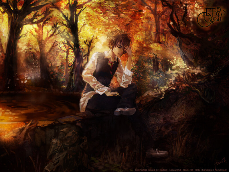 Anime Boy in Forest