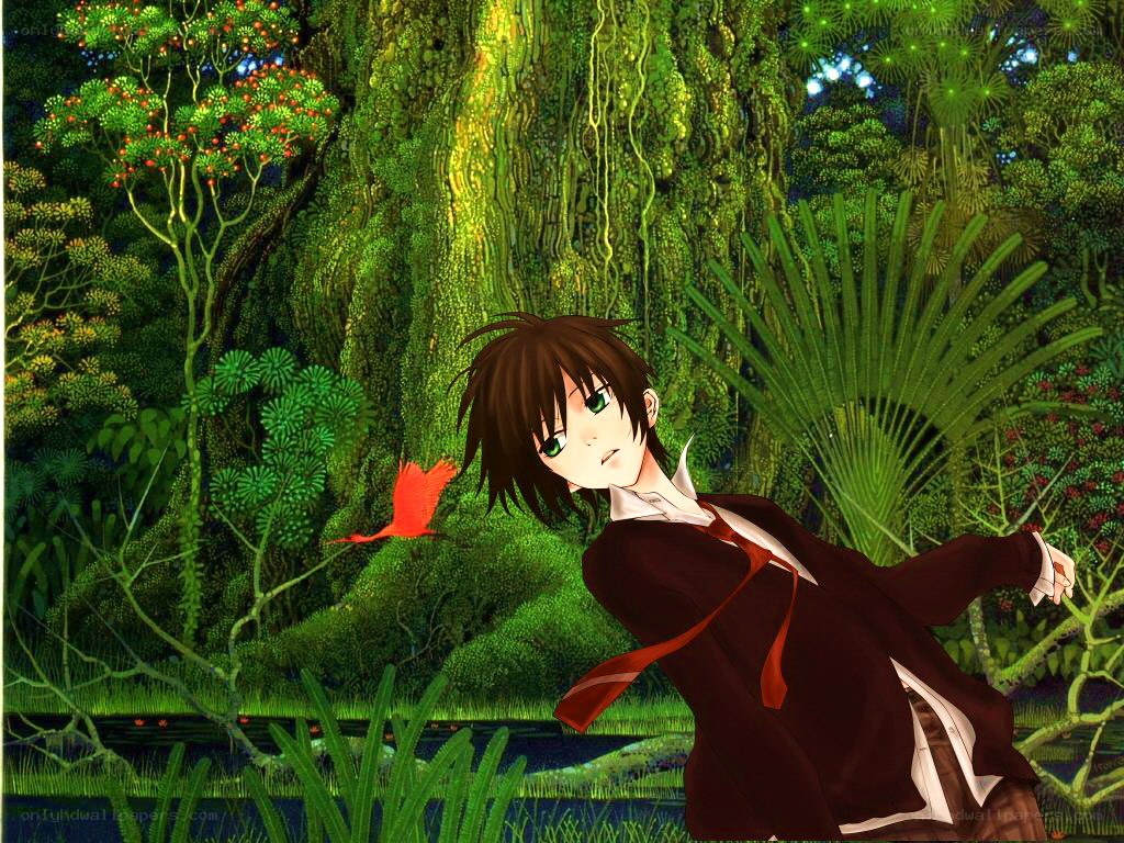 Anime boy in jungle