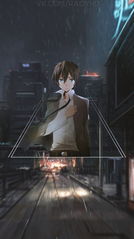 Anime Boy in Rain — Black