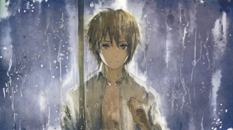 anime boy in rain