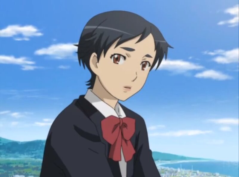 Anime Boy in School Uniform — Blue, Calm