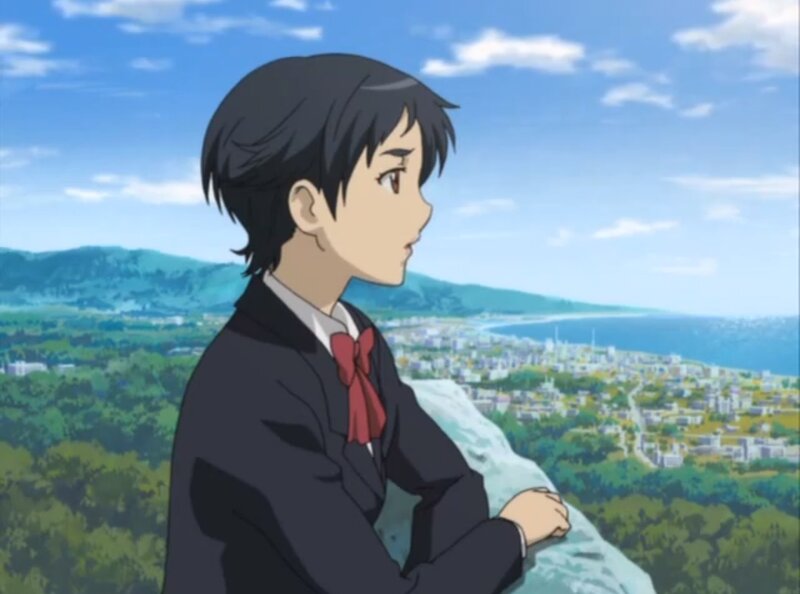 Anime Boy in School Uniform — Blue, Serene