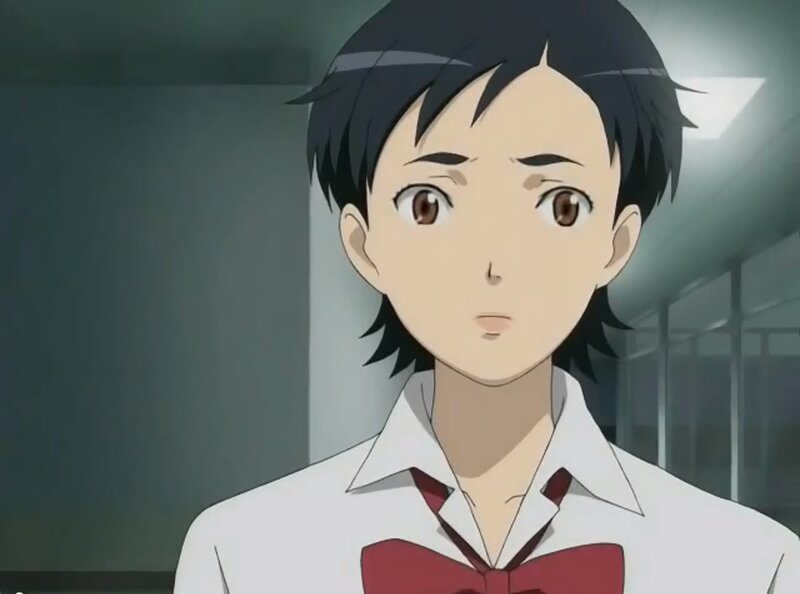 Anime Boy in School Uniform — White