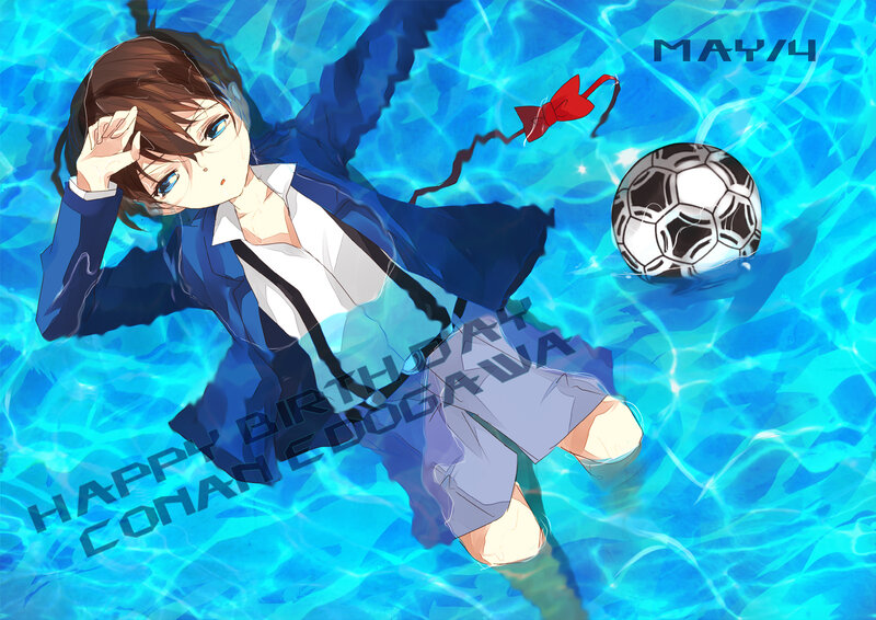 Anime Boy in Water — Blue, Calm