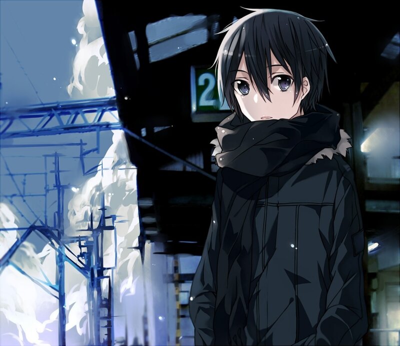 anime boy in winter coat