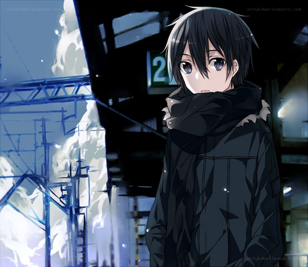 anime boy in winter coat