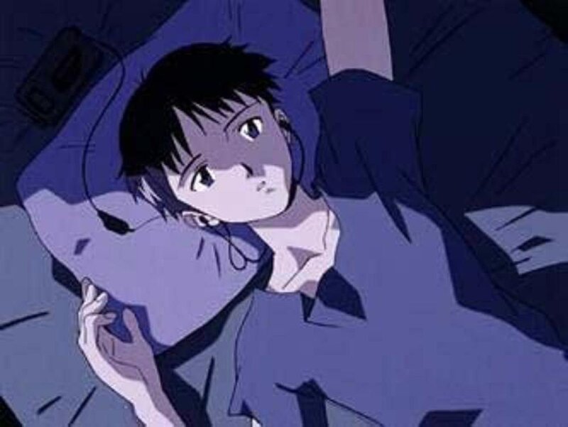 Anime Boy Lying Down — Purple