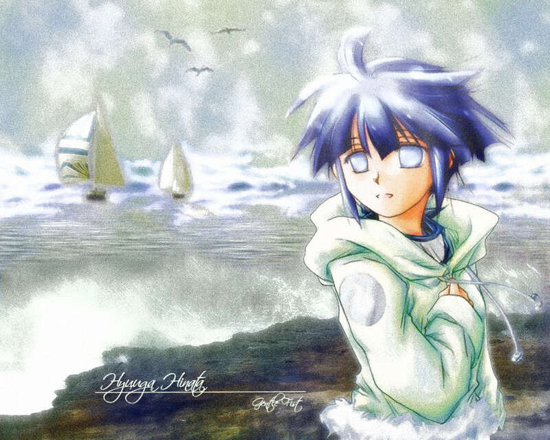 Anime Boy on Beach — Blue