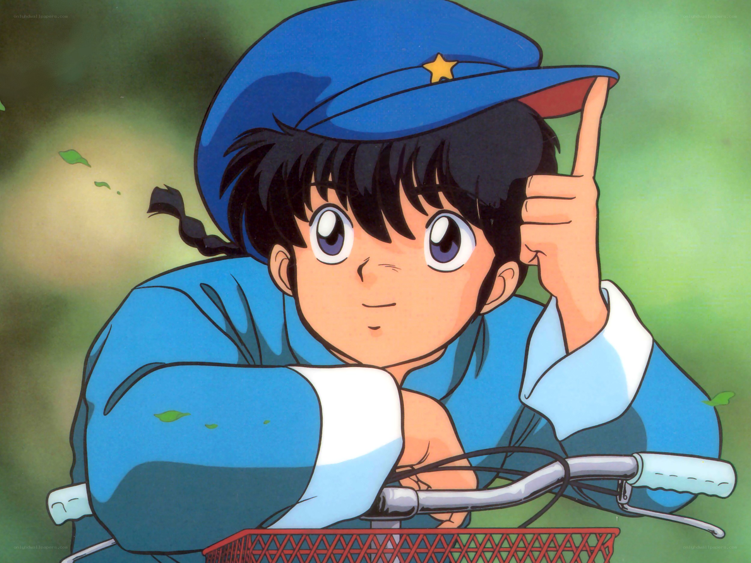 anime boy on bicycle