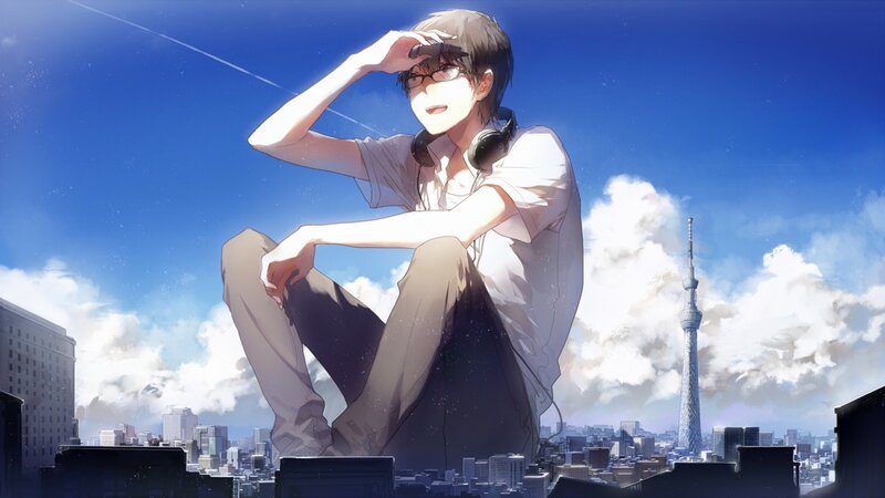 Anime Boy on Rooftop