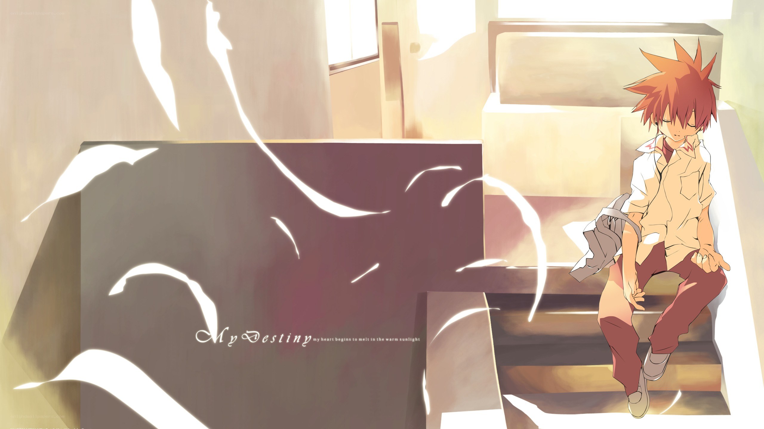 Anime boy on stairs