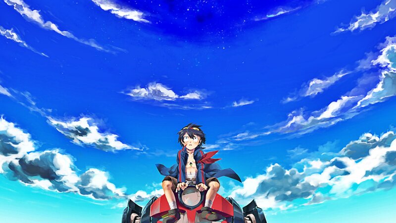 Anime Boy on Vehicle — Blue