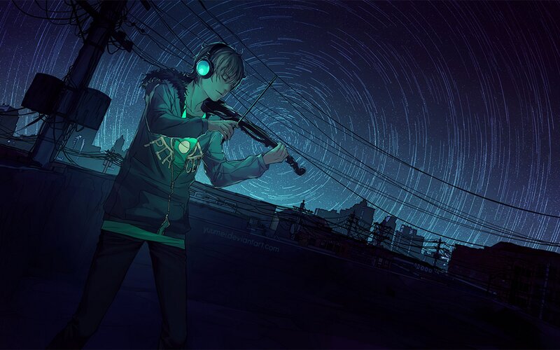 Anime Boy Playing Violin