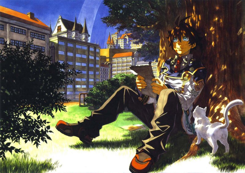 Anime Boy Reading Book — Green