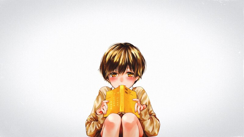 Anime Boy Reading Book — Yellow