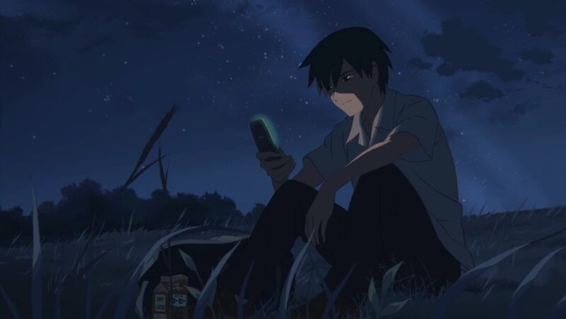 Anime Boy Sitting in Field