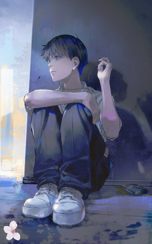 Anime Boy Sitting on Floor