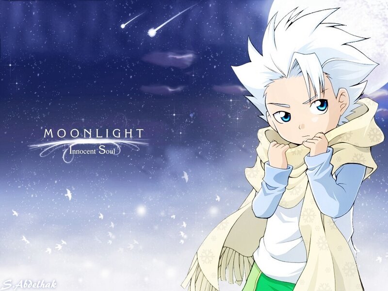 Anime boy under moonlight