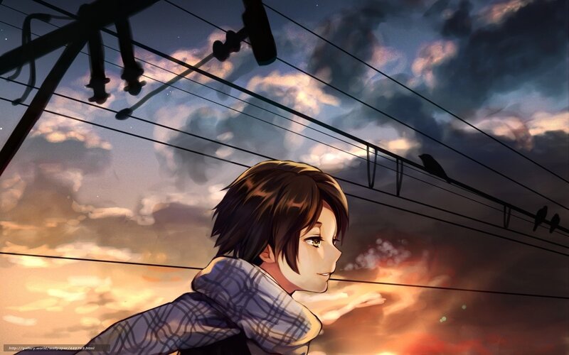 Anime boy under power lines