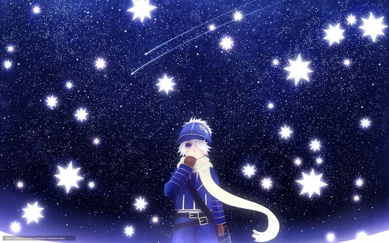 Anime boy under starry sky