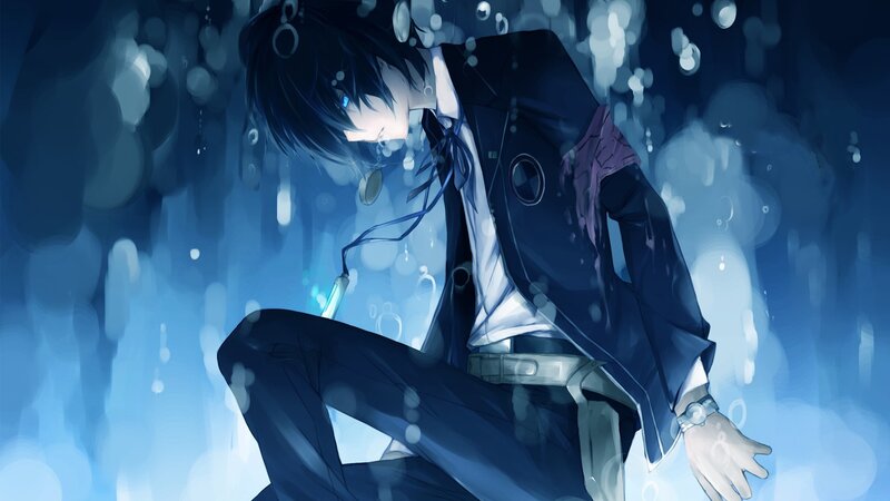 Anime Boy Underwater — Blue