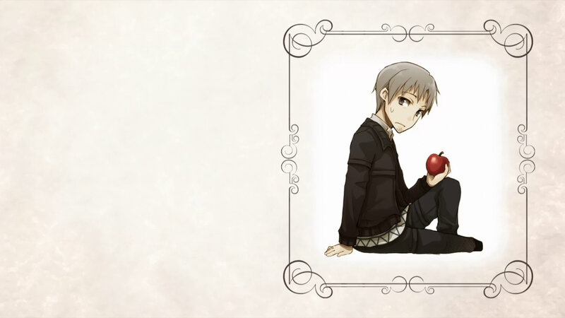 anime boy with apple