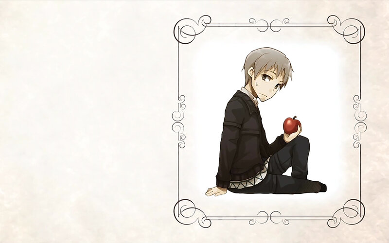 anime boy with apple
