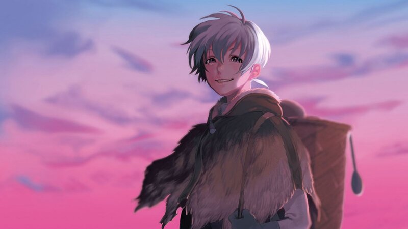 Anime Boy with Backpack — Pink