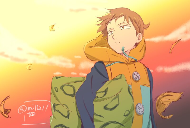 Anime Boy with Backpack — Yellow