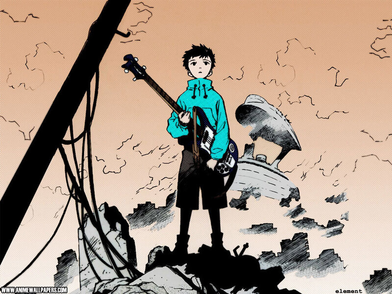 Anime Boy with Bass Guitar — Teal