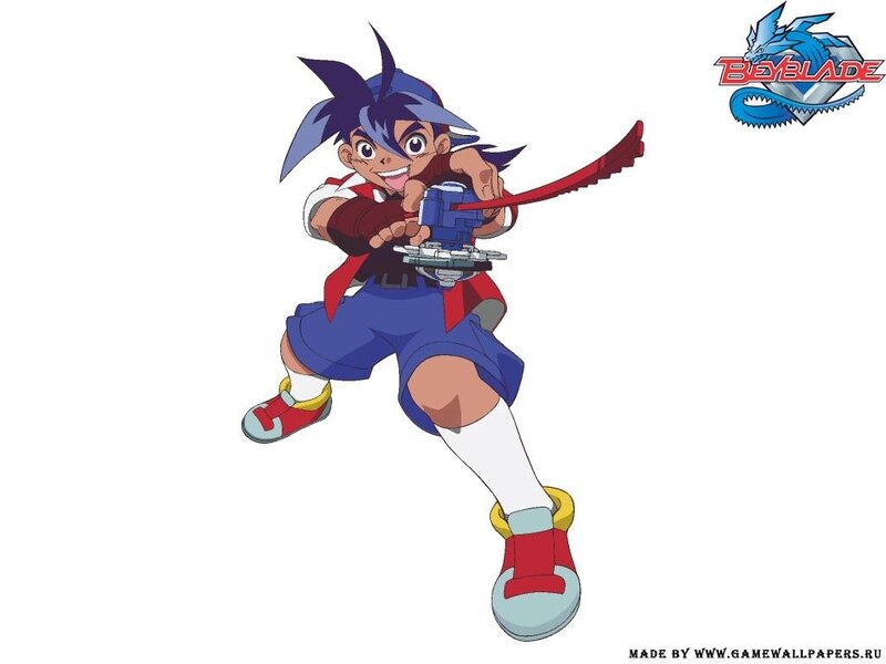 Anime Boy with Beyblade — Blue, Energetic