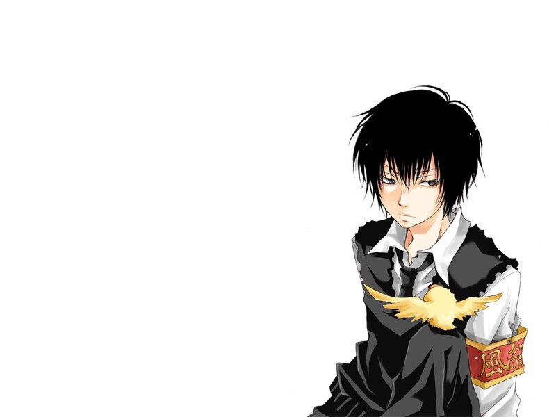 Anime Boy with Bird — Black