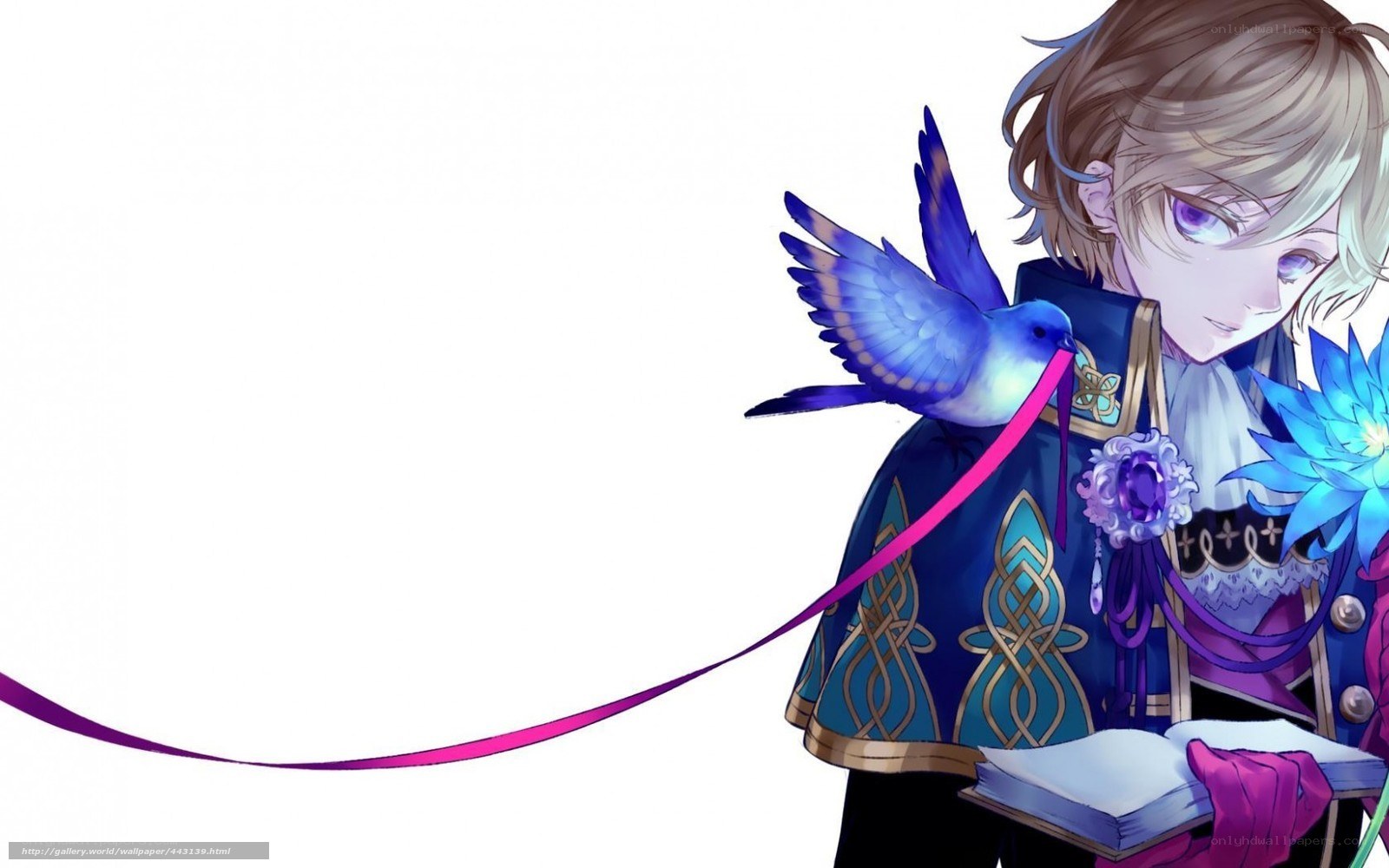 anime boy with blue bird