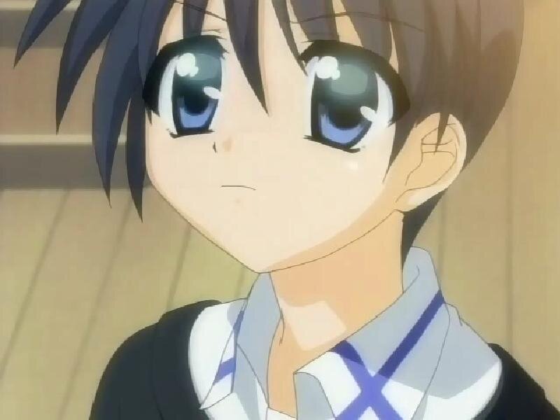 Anime Boy with Blue Eyes — Brown