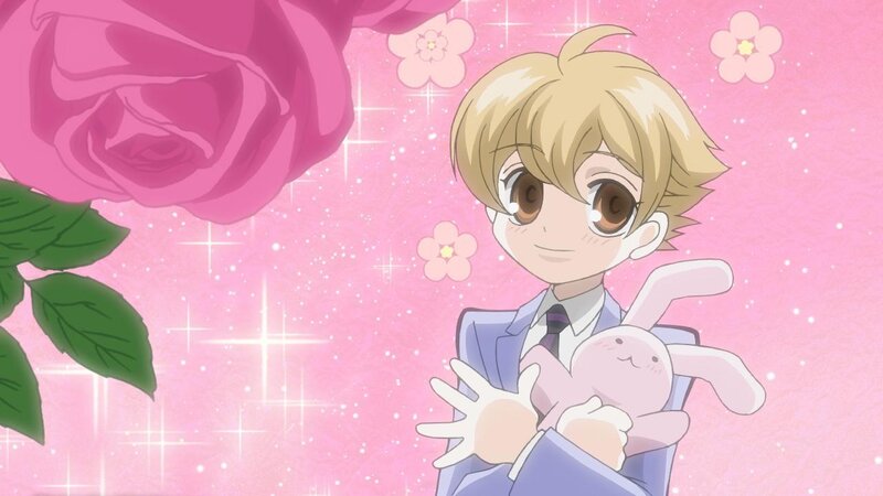 anime boy with bunny plush