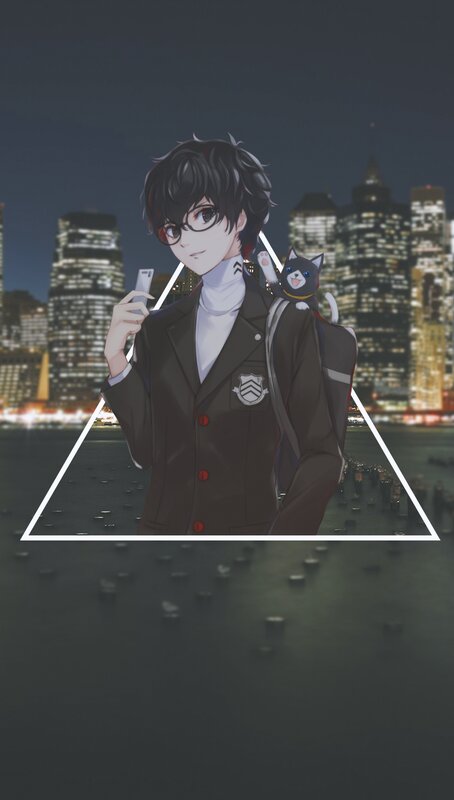 Anime Boy with Cat — Black, Calm