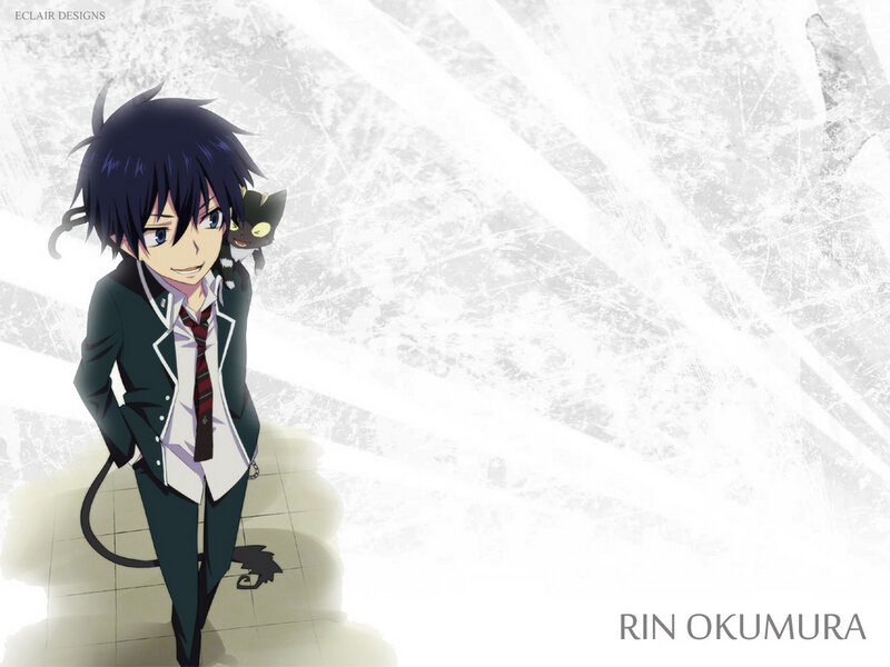 Anime Boy with Cat — Black