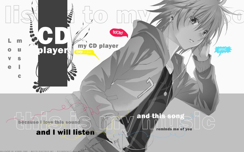 anime boy with cd player
